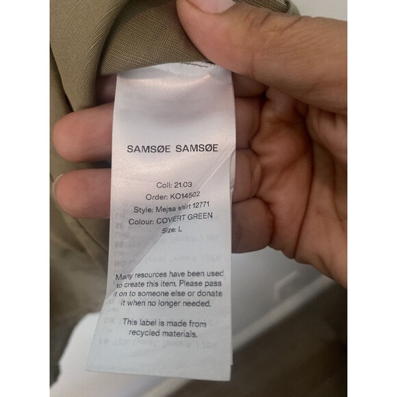 Samsoe Mejsa Shirt Size Large Covert Green NWT - Picture 9 of 11